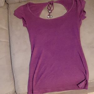 Purple open back tee